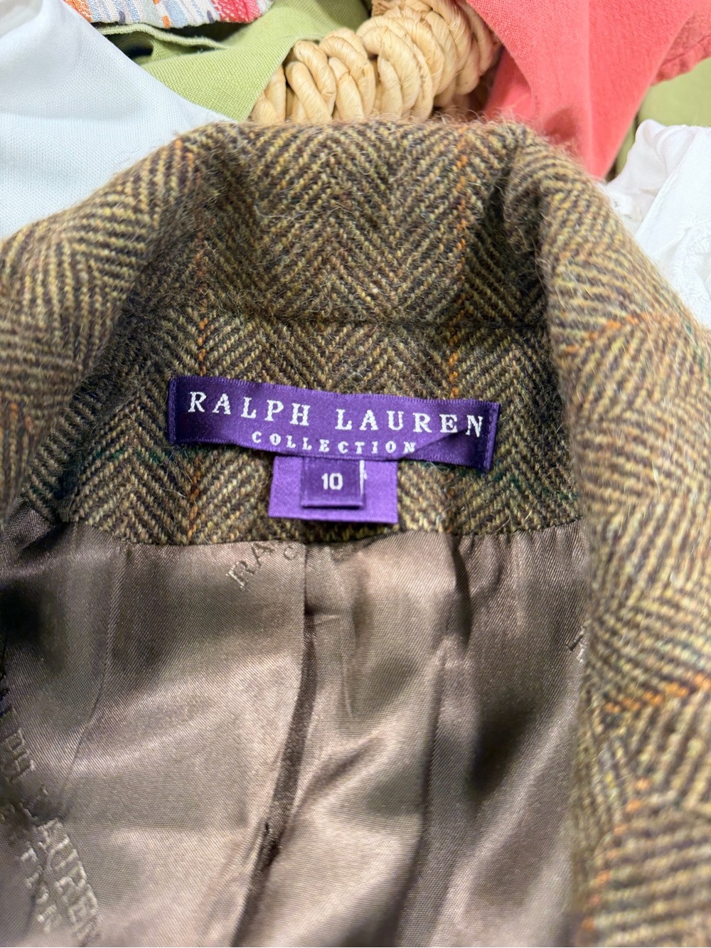 Ralph Lauren Purple Label Brown Herringbone Wool Blazer